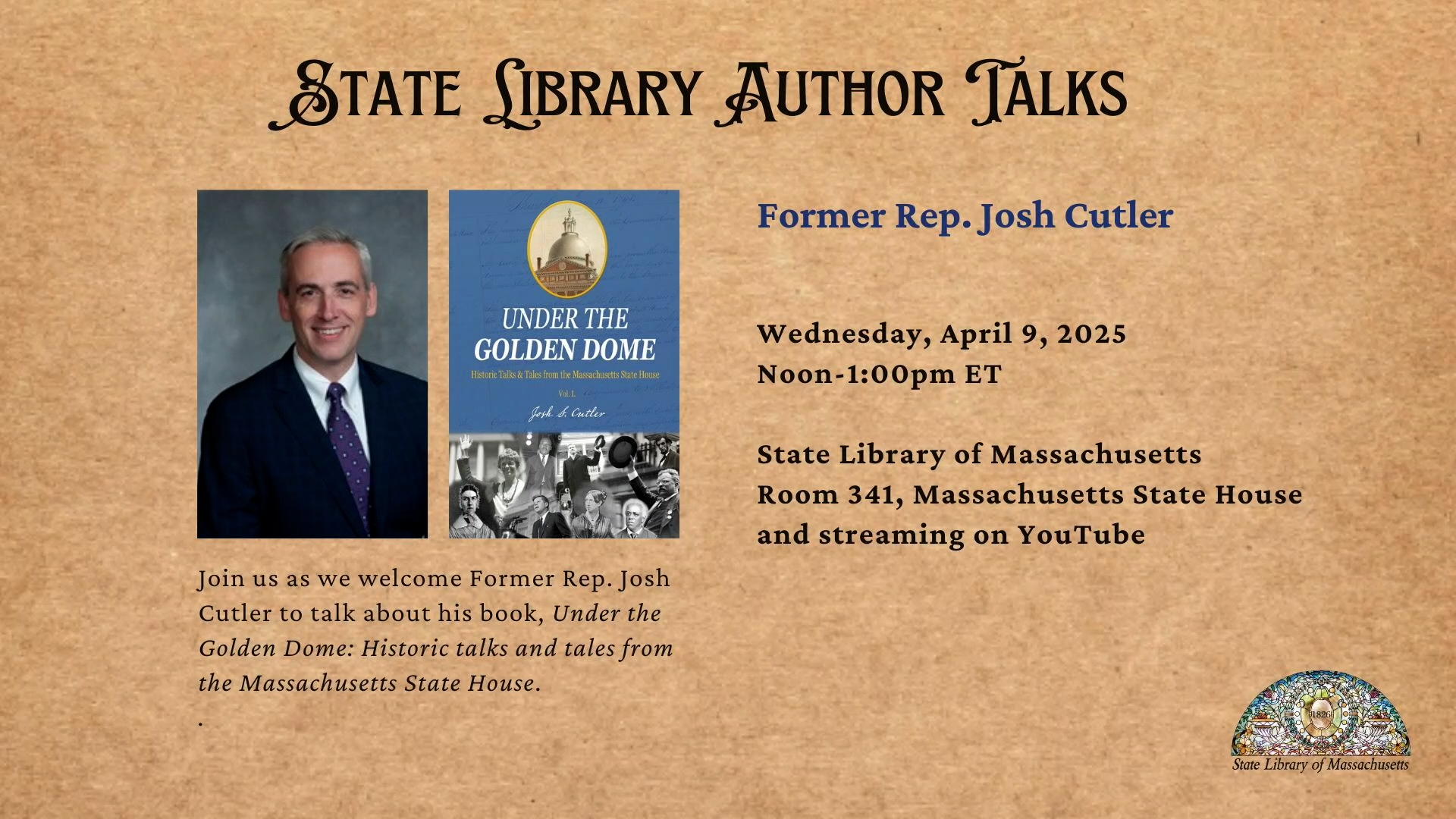 Josh Cutler | MA State Library Author Talk